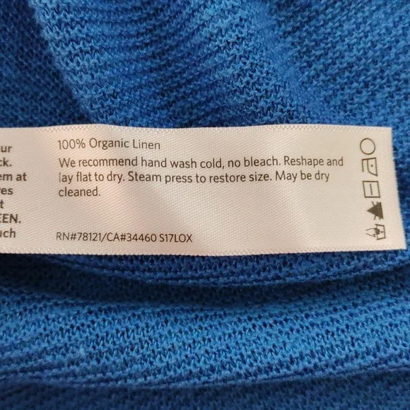 04529 Eileen Fisher royal blue organic linen long sleeve sweater L - Picture 10 of 10